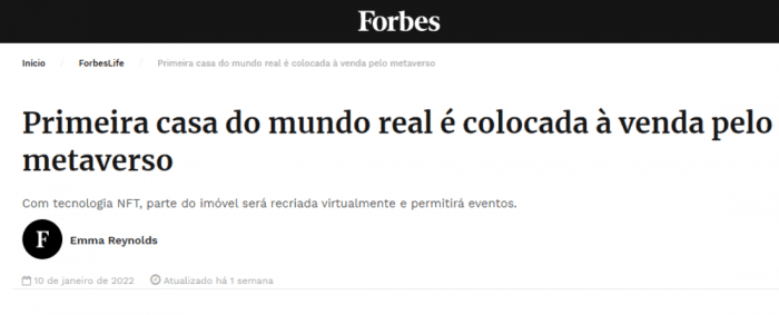 “Primeira casa do mundo real é colocada à venda pelo metaverso”